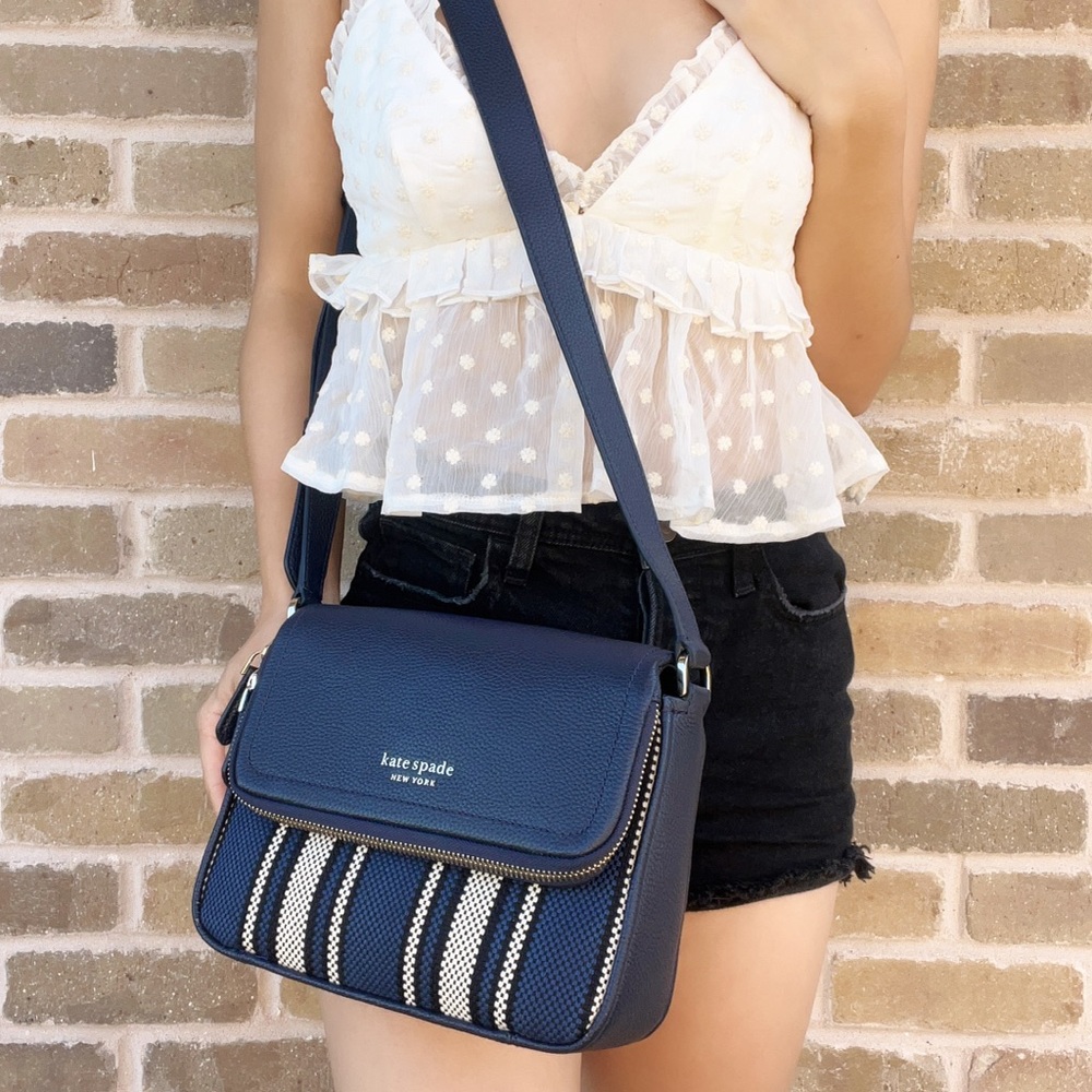 Kate Spade Run Around Stripe Large Flap Crossbody - Picture 3 of 6